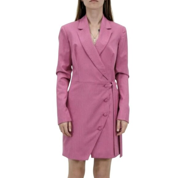 Liu Jo Pink Pinstriped Long Sleeve Blazer Dress Sz IT42 US 6 - Picture 1 of 8